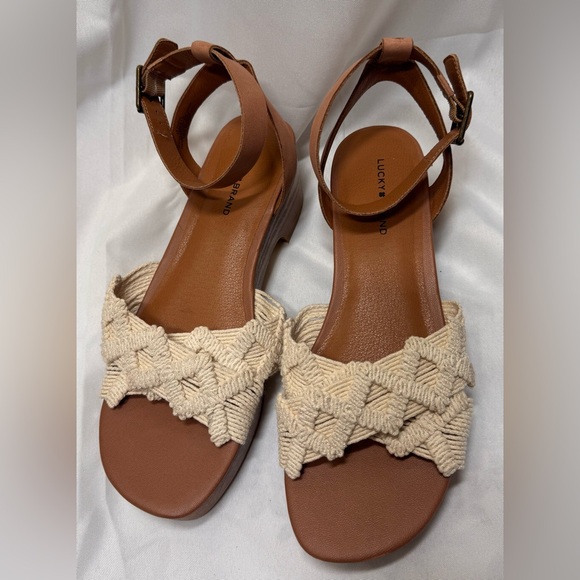 Lucky Brand Shoes - Lucky Brand Famika Crochet Block Heel Sandal- Size 10M